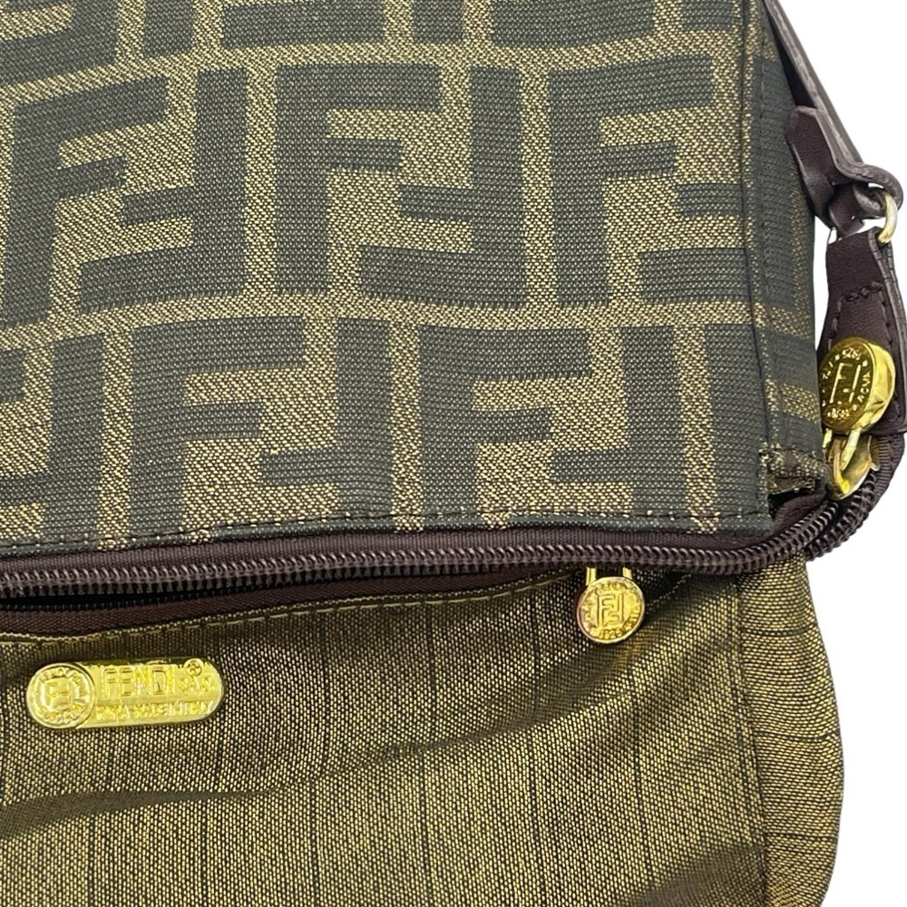 Fendi Zucca Small Canvas Shoulder Bag VTG Late 70s Early 80s 9”L‎ x 6”D x 1.75”W - Picture 7 of 16